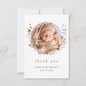 Schattige Wildflower en Bijen Foto Baby shower Bedankkaart (Voorkant)