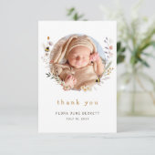 Schattige Wildflower en Bijen Foto Baby shower Bedankkaart (Staand voorkant)