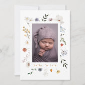 Schattige Wildflower Lijst Baby Geboorte Aankondig Aankondiging (Voorkant)