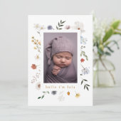 Schattige Wildflower Lijst Baby Geboorte Aankondig Aankondiging (Staand voorkant)