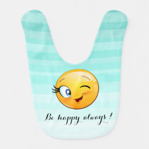Schattige windenergie Emoji Face-Be altijd gelukki Baby Slabbetje