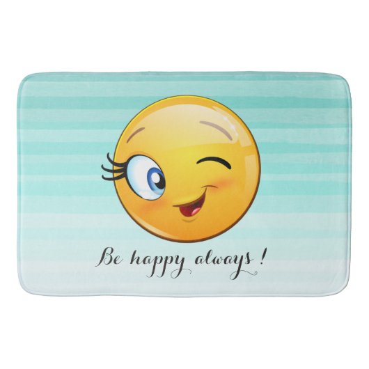 Schattige windenergie Emoji Face-Be altijd gelukki Badmat (Voorkant)