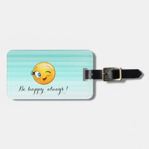 Schattige windenergie Emoji Face-Be altijd gelukki Bagagelabel