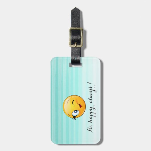 Schattige windenergie Emoji Face-Be altijd gelukki Bagagelabel (Voorkant verticaal)