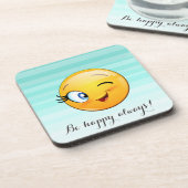 Schattige windenergie Emoji Face-Be altijd gelukki Bier Onderzetter (Linkerzijde)