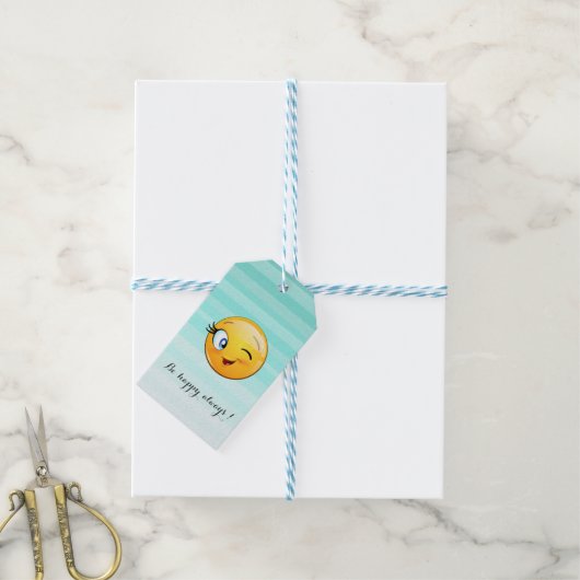 Schattige windenergie Emoji Face-Be altijd gelukki Cadeaulabel
