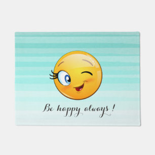 Schattige windenergie Emoji Face-Be altijd gelukki Deurmat