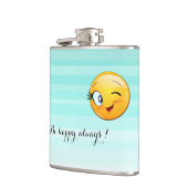 Schattige windenergie Emoji Face-Be altijd gelukki Heupfles (Links)