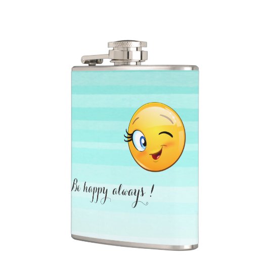 Schattige windenergie Emoji Face-Be altijd gelukki Heupfles (Links)