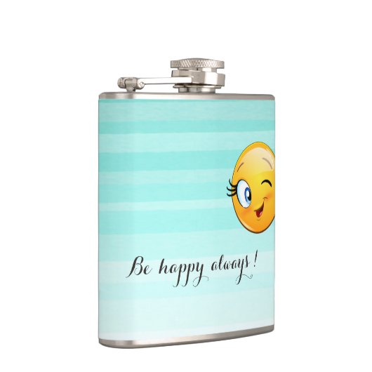 Schattige windenergie Emoji Face-Be altijd gelukki Heupfles (Rechts)