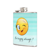 Schattige windenergie Emoji Face-Be altijd gelukki Heupfles (Links)