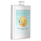 Schattige windenergie Emoji Face-Be altijd gelukki Heupfles (Rechts)