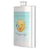 Schattige windenergie Emoji Face-Be altijd gelukki Heupfles (Links)