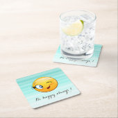 Schattige windenergie Emoji Face-Be altijd gelukki Kartonnen Onderzetters (Insitu)