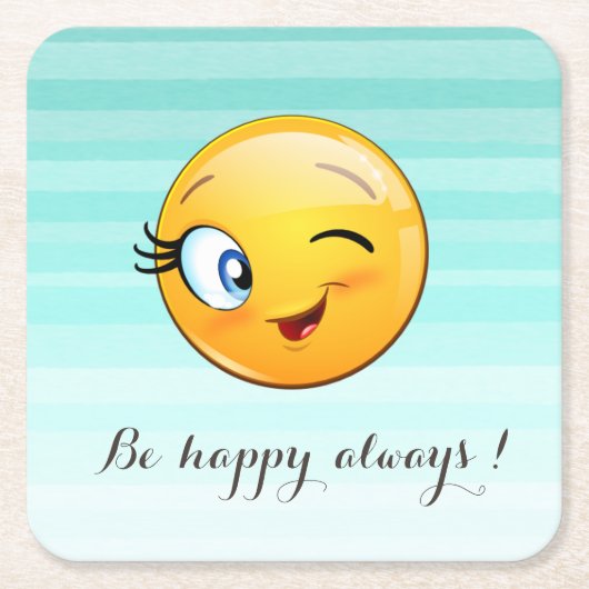 Schattige windenergie Emoji Face-Be altijd gelukki Kartonnen Onderzetters (Voorkant)