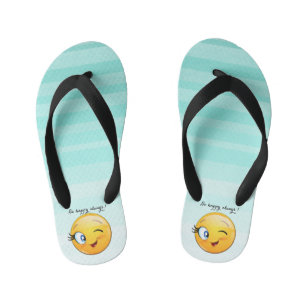 Schattige windenergie Emoji Face-Be altijd gelukki Kinder Teenslippers