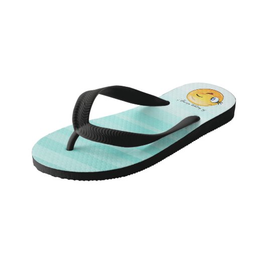 Schattige windenergie Emoji Face-Be altijd gelukki Kinder Teenslippers (Schuin)