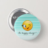 Schattige windenergie Emoji Face-Be altijd gelukki Ronde Button 5,7 Cm (Voorkant /achterkant)