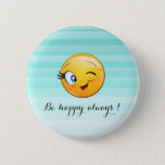Schattige windenergie Emoji Face-Be altijd gelukki Ronde Button 5,7 Cm<br><div class="desc">Schattig winden Emoji gezicht met een motivatie bericht.</div>
