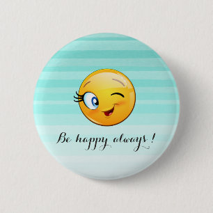 Schattige windenergie Emoji Face-Be altijd gelukki Ronde Button 5,7 Cm