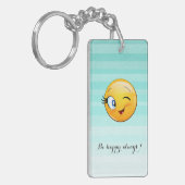 Schattige windenergie Emoji Face-Be altijd gelukki Sleutelhanger (Voorkant Links)