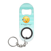 Schattige windenergie Emoji Face-Be altijd gelukki Sleutelhanger Flessenopener (Voorkant)