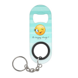 Schattige windenergie Emoji Face-Be altijd gelukki Sleutelhanger Flessenopener