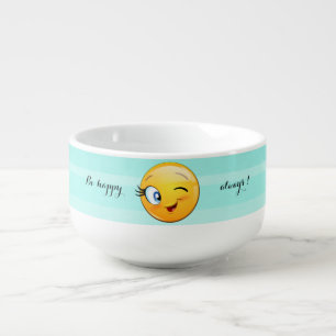 Schattige windenergie Emoji Face-Be altijd gelukki Soepkom