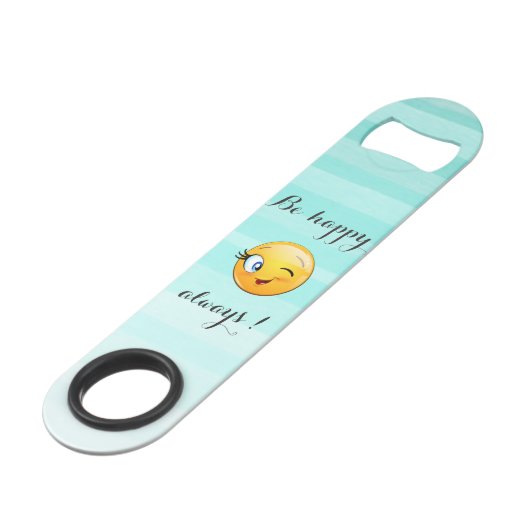 Schattige windenergie Emoji Face-Be altijd gelukki Speed Flessenopener (Voorkant Gekanteld)