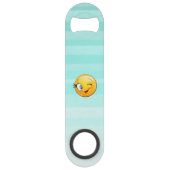 Schattige windenergie Emoji Face-Be altijd gelukki Speed Flessenopener (Achterkant)