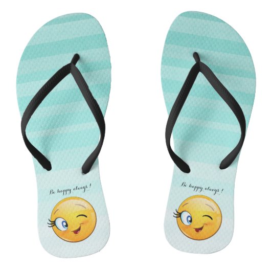 Schattige windenergie Emoji Face-Be altijd gelukki Teenslippers (Voetbed)