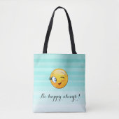 Schattige windenergie Emoji Face-Be altijd gelukki Tote Bag (Voorkant)