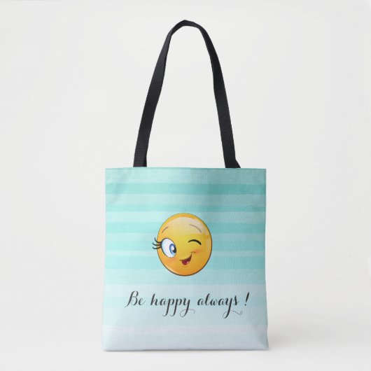 Schattige windenergie Emoji Face-Be altijd gelukki Tote Bag (Voorkant)
