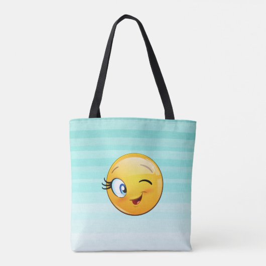 Schattige windenergie Emoji Face-Be altijd gelukki Tote Bag (Achterkant)