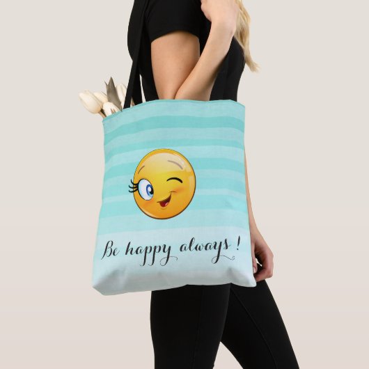 Schattige windenergie Emoji Face-Be altijd gelukki Tote Bag (Dichtbij)