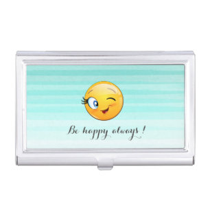 Schattige windenergie Emoji Face-Be altijd gelukki Visitekaarthouder