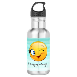 Schattige windenergie Emoji Face-Be altijd gelukki Waterfles