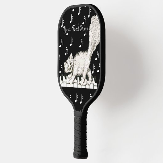 Schattige Winking White Cat op Piano Keys Muziekno Pickleball Paddle (Links)