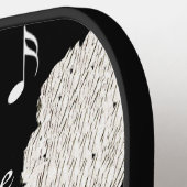 Schattige Winking White Cat op Piano Keys Muziekno Pickleball Paddle (Links Detail)