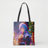 Schattige Winter Anime Meisje Tote Bag (Voorkant)