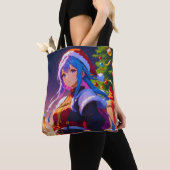 Schattige Winter Anime Meisje Tote Bag (Dichtbij)