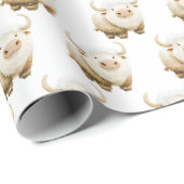 Schattige Winter Arctische Koe Cadeaupapier (Rol Hoek)
