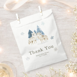 Schattige Winter Arctische Wolf Baby Shower Bedankzakje