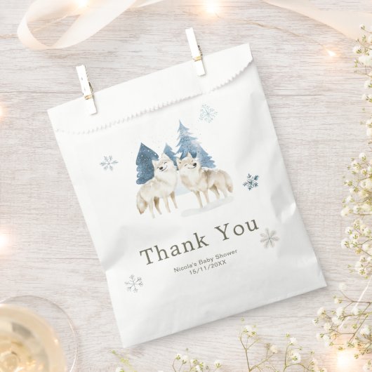 Schattige Winter Arctische Wolf Baby Shower Bedankzakje (Geknipt)