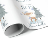 Schattige Winter Baby Herten Jongen Fawn Cadeaupapier (Rol Hoek)