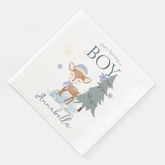 Schattige Winter Baby Herten Jongen Fawn Servet (Hoek)