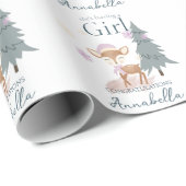 Schattige Winter Baby Herten Vrouw Fawn Cadeaupapier (Rol Hoek)