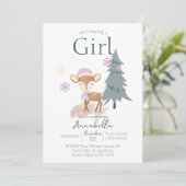 Schattige Winter Baby Herten Vrouw Fawn Kaart (Staand voorkant)