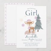 Schattige Winter Baby Herten Vrouw Fawn Kaart (Voorkant / Achterkant)