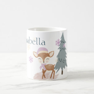 Schattige Winter Baby Herten Vrouw Fawn Koffiemok